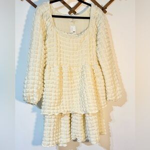 Simply Southern bubble layer mini longsleeve stretch tiered dress NWT size small